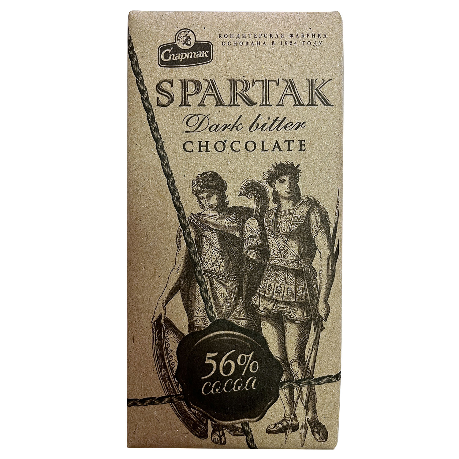 «斯巴达克» 黑巧克力 (牛皮纸) 56%, 85 克