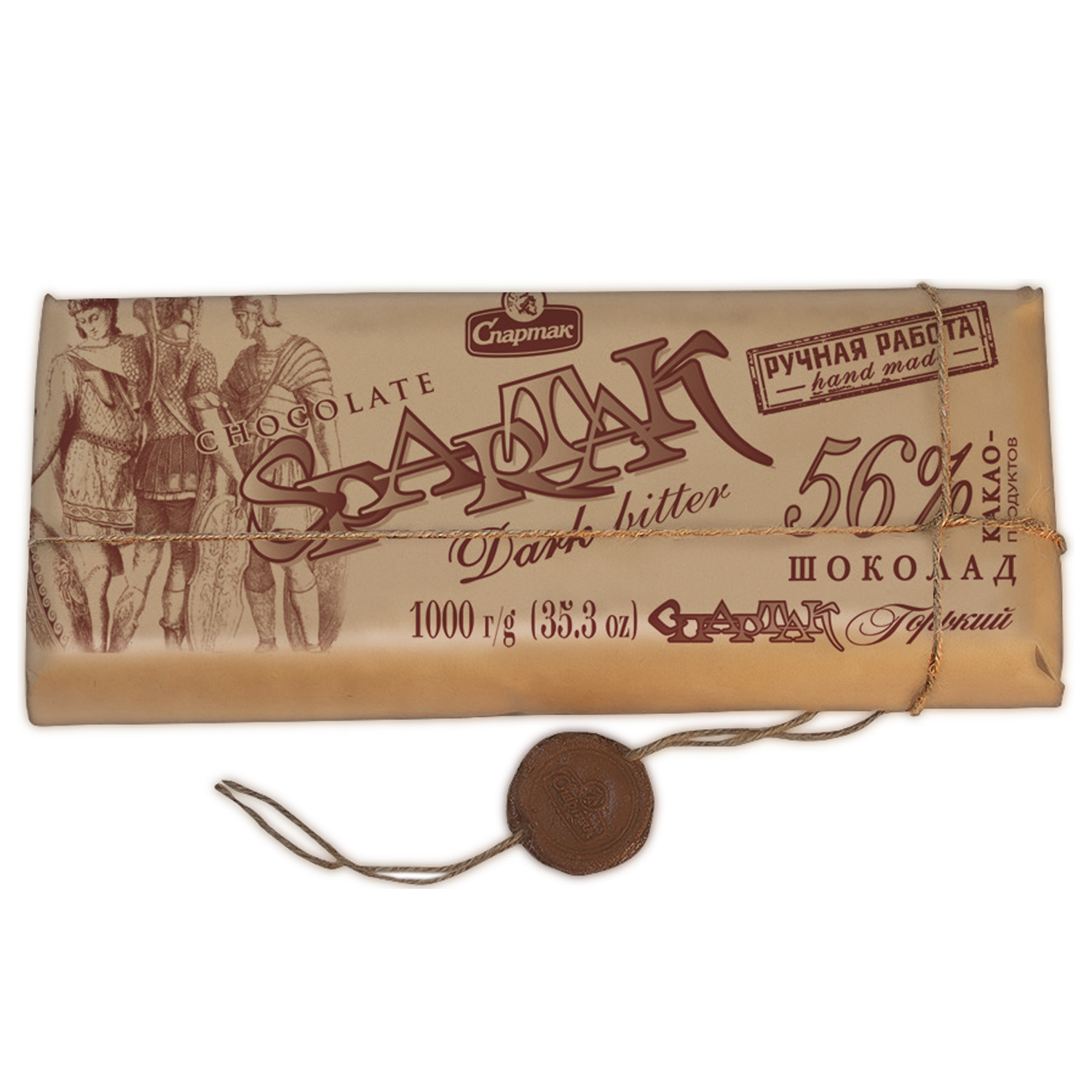 «斯巴达克» 黑巧克力 (牛皮纸) 56%, 1000 克