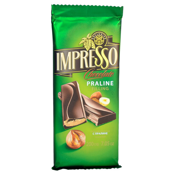Шакалад горкі «Impresso» з начыннем пралінэ