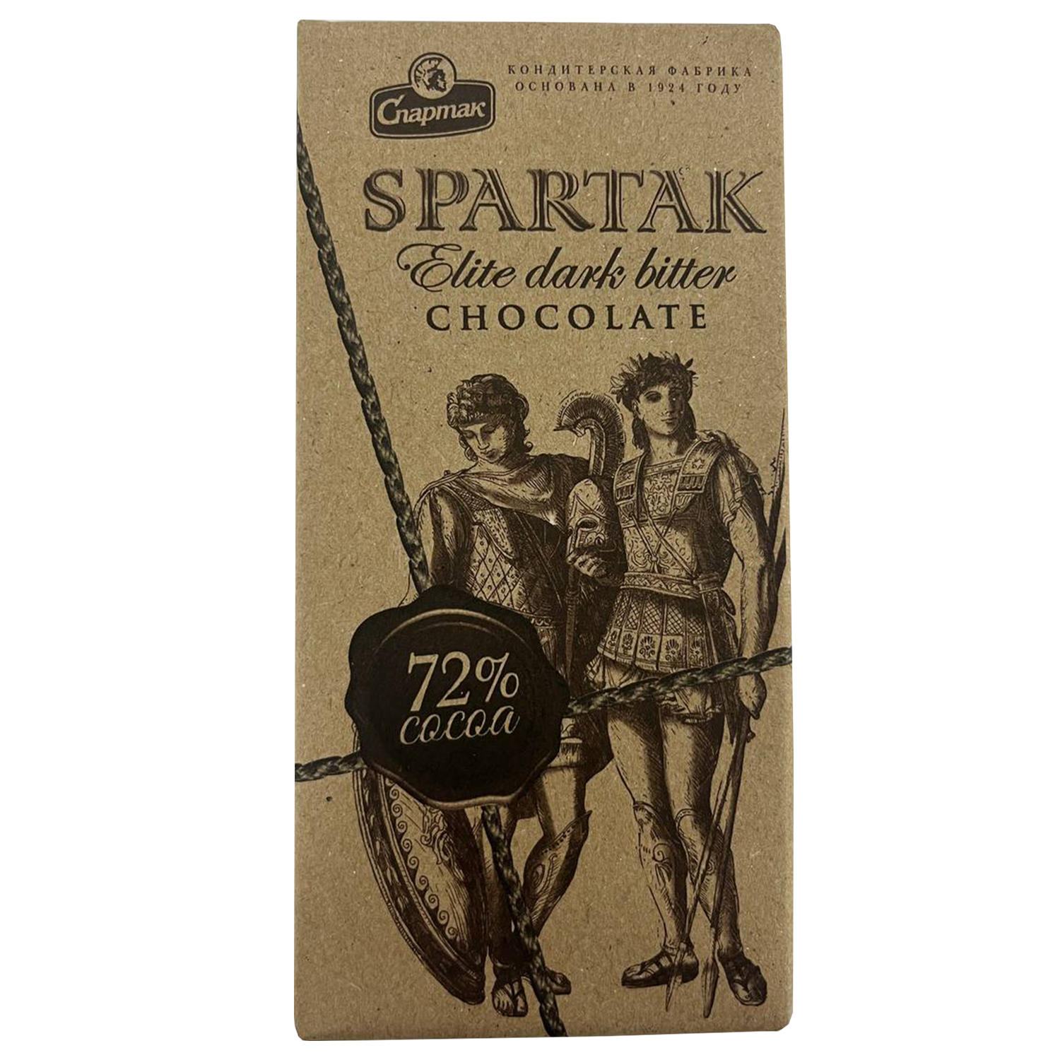 斯巴达克黑巧克力 (牛皮纸) 72%, 85 克