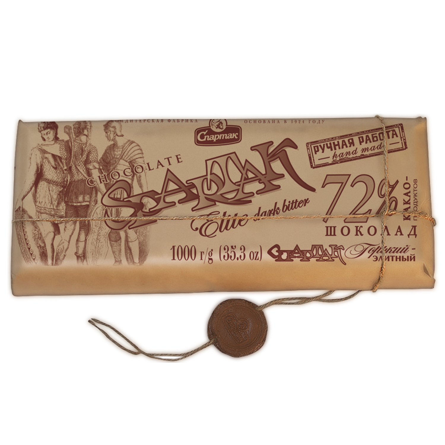 斯巴达克黑巧克力 (牛皮纸) 72%, 1000 克
