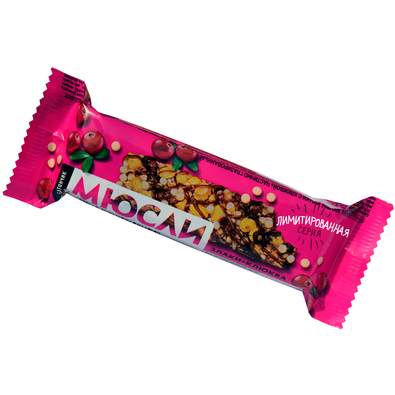 Батончик-мюсли «Злаки клюква-ананас» частично глазированный