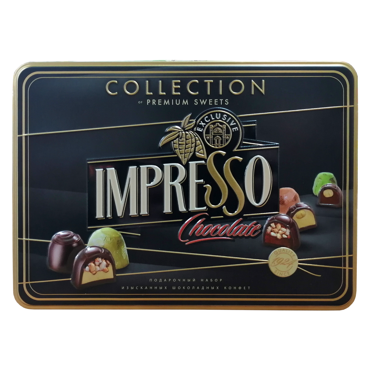 Падарункавы набор шакаладных цукерак «Impresso», ж/б