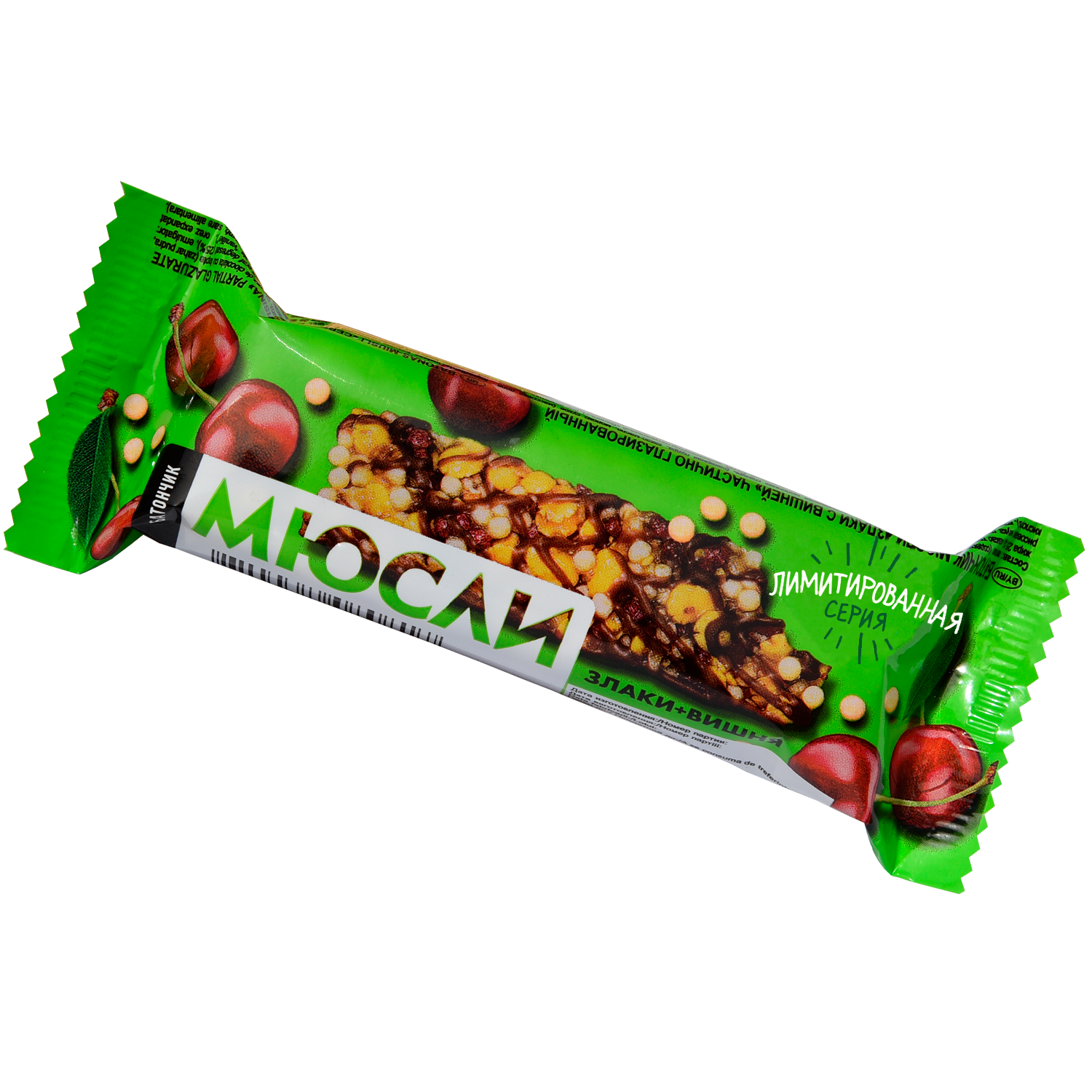 Батончик-мюсли «Злаки вишня-ананас» частично глазированный