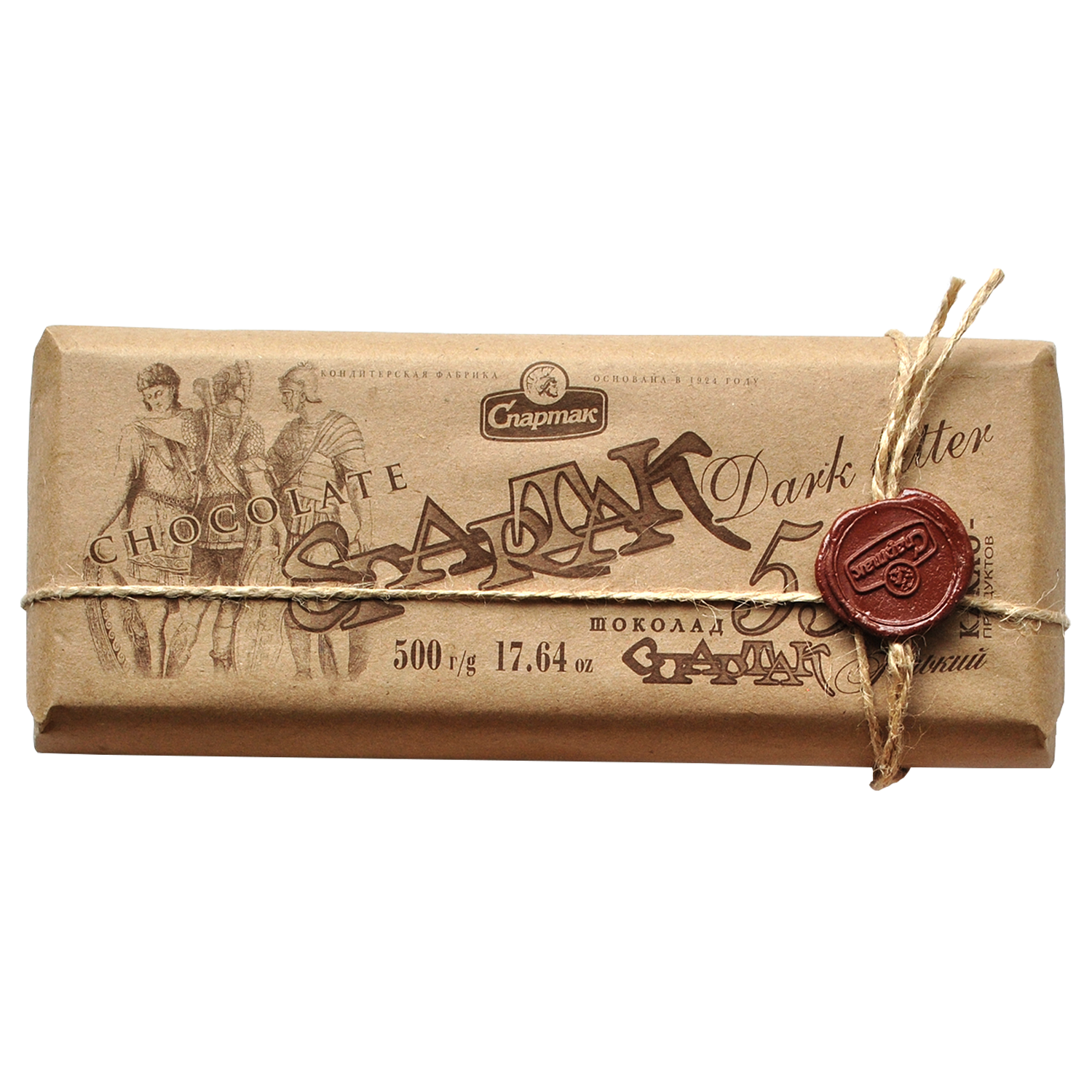 «斯巴达克» 黑巧克力 (牛皮纸) 56%, 500 克
