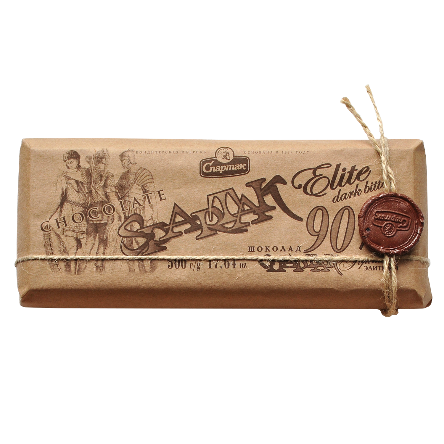 斯巴达克黑巧克力 (牛皮纸) 90%, 500 克