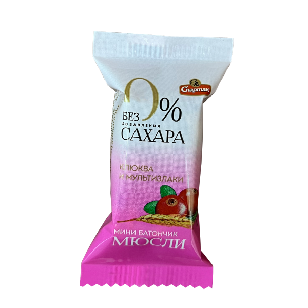 Мини батончик-мюсли «Без сахара» клюква и мультизлаки