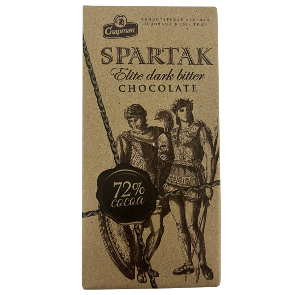 斯巴达克黑巧克力 (牛皮纸) 72%, 85 克