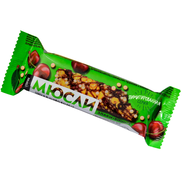 Батончик-мюсли «Злаки вишня-ананас» частично глазированный