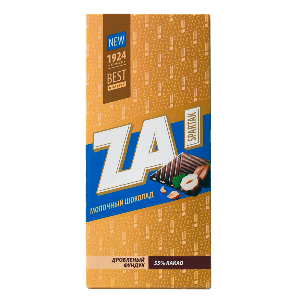 Milk chocolate bar «Za Spartak» 55% with crushed hazelnuts                                                                                                                                       