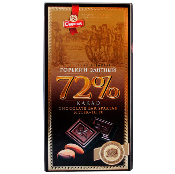 Шоколад «Спартак» горький 72%, 85 г (пенал)                                                                                                                                                         