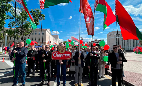 9 мая супрацоўнікі СП ААТ «Спартак» сталі часткай маштабнага ўрачыстага шэсця