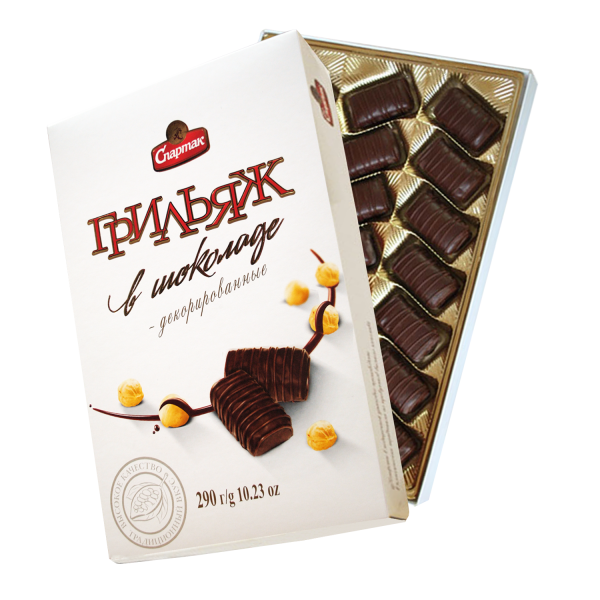 Grilliage in chocolate decorated